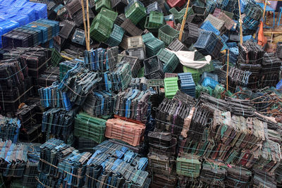 Full frame shot of colorful crates