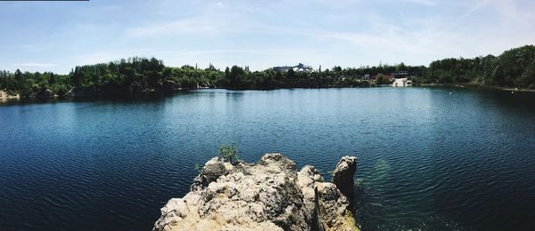 Scenic view of lake against sky