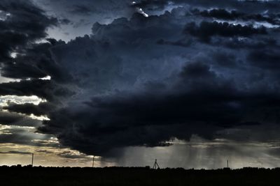 Scenic view of dramatic sky over field
