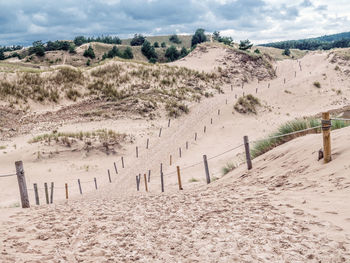 Sandy trail withing the moving dune wydma czolpinska in the the slowinski national park, poland