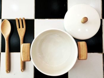 High angle view of empty coffee on table