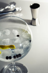 Close-up of wine glass on table