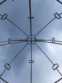 Low angle view of electricity pylon against sky