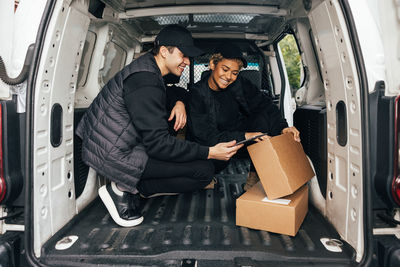 Young couple in car