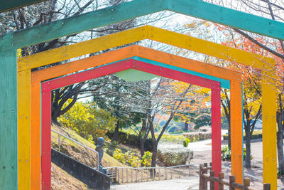 View of yellow entrance of building