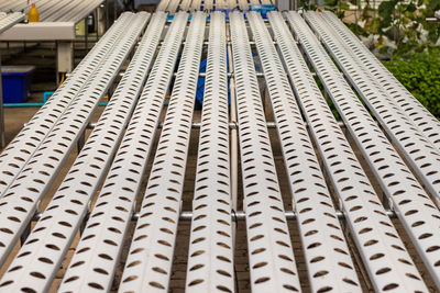 Close-up of metal grate in factory