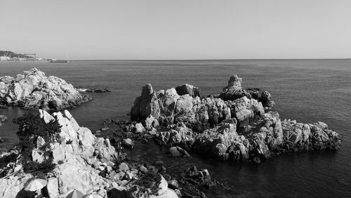 Scenic view of sea against clear sky