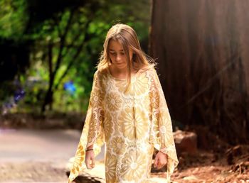 Girl walking at public park