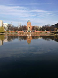 Reflection of built structures in water