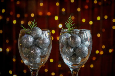 Close-up of wineglass on table