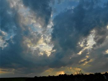 Low angle view of cloudy sky during sunset