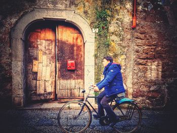 Man cycling on bicycle