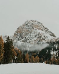 Dreamy snowy landscape in the middle of the dolomiti
