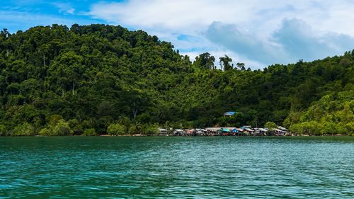 Scenic view of lake against sky