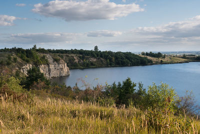 Scenic view of lake against sky