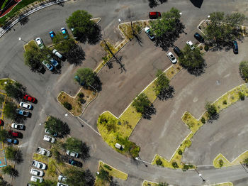 High angle view of cars on street in city