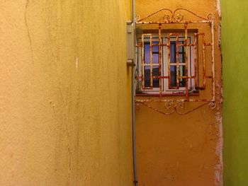 Close-up of closed window of building