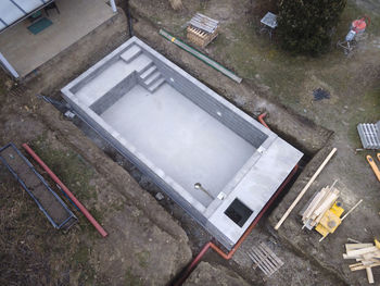 High angle view of abandoned building