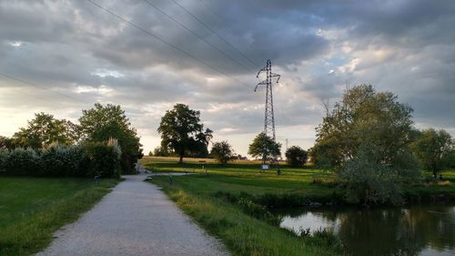 Scenic view of trees and plants against sky