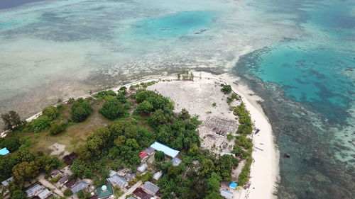 High angle view of beach against sky