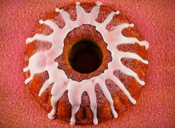 High angle view of cake on table