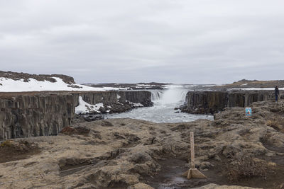 Landscape of hafragilsfoss waterfall in iceland 