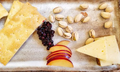 High angle view of fruits on table