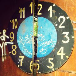 Close-up of clock on wall