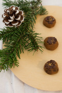High angle view of cookies on table