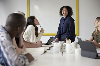 Diverse team having business meeting in conference room