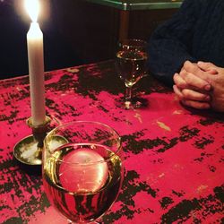 Close-up of christmas lights on table