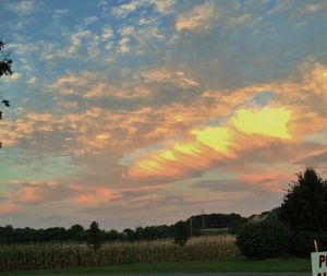 Scenic view of field against cloudy sky