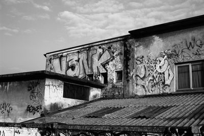 Low angle view of old building against sky