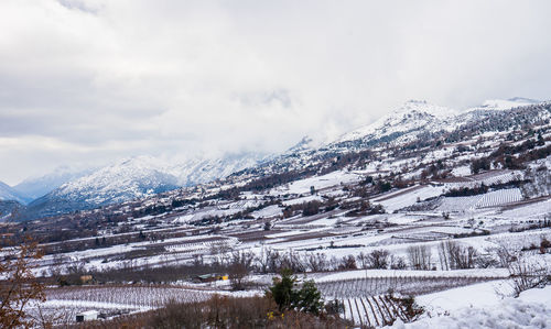 Snow covered mountain against sky