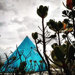 Low angle view of tent against sky