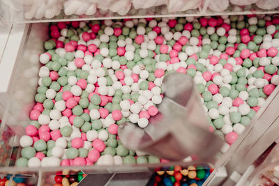 High angle view of colorful candies