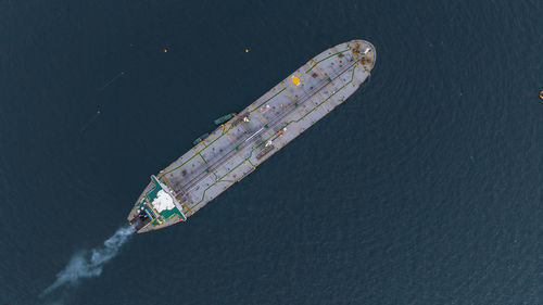 High angle view of boats in sea