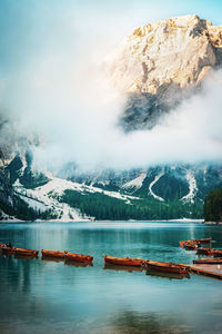 Scenic view of lake against sky