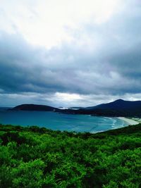 Scenic view of lake against sky