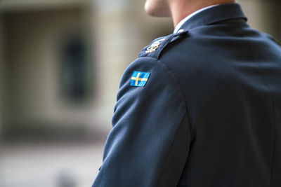 Swedish flag guards at the court of the royal palace in stockholm