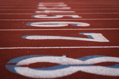 Close-up of running track