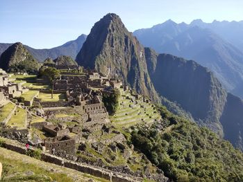 Aerial view of a town machu pichu