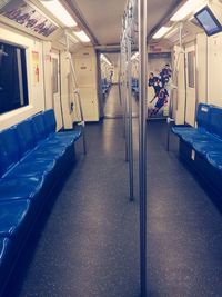 Interior of illuminated subway station