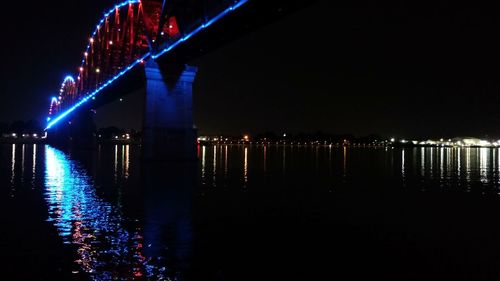 Bridge over river at night