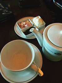 High angle view of coffee on table