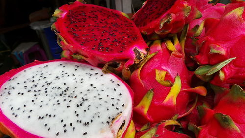 Close-up of pitayas at market