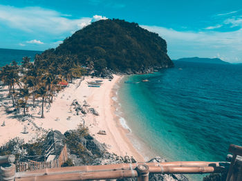 High angle view of beach against sky