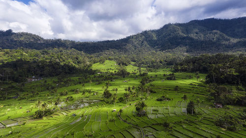 High angle view of townscape against sky