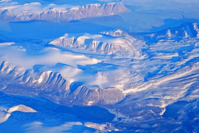 Aerial view of snowcapped mountains