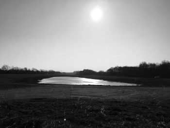 Scenic view of lake against clear sky